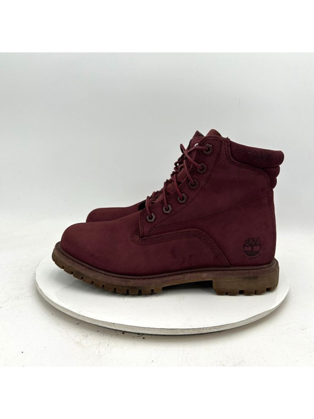 Timberland Women Size 7.5 A2598 Red Maroon Leather Ankle Combat Boot